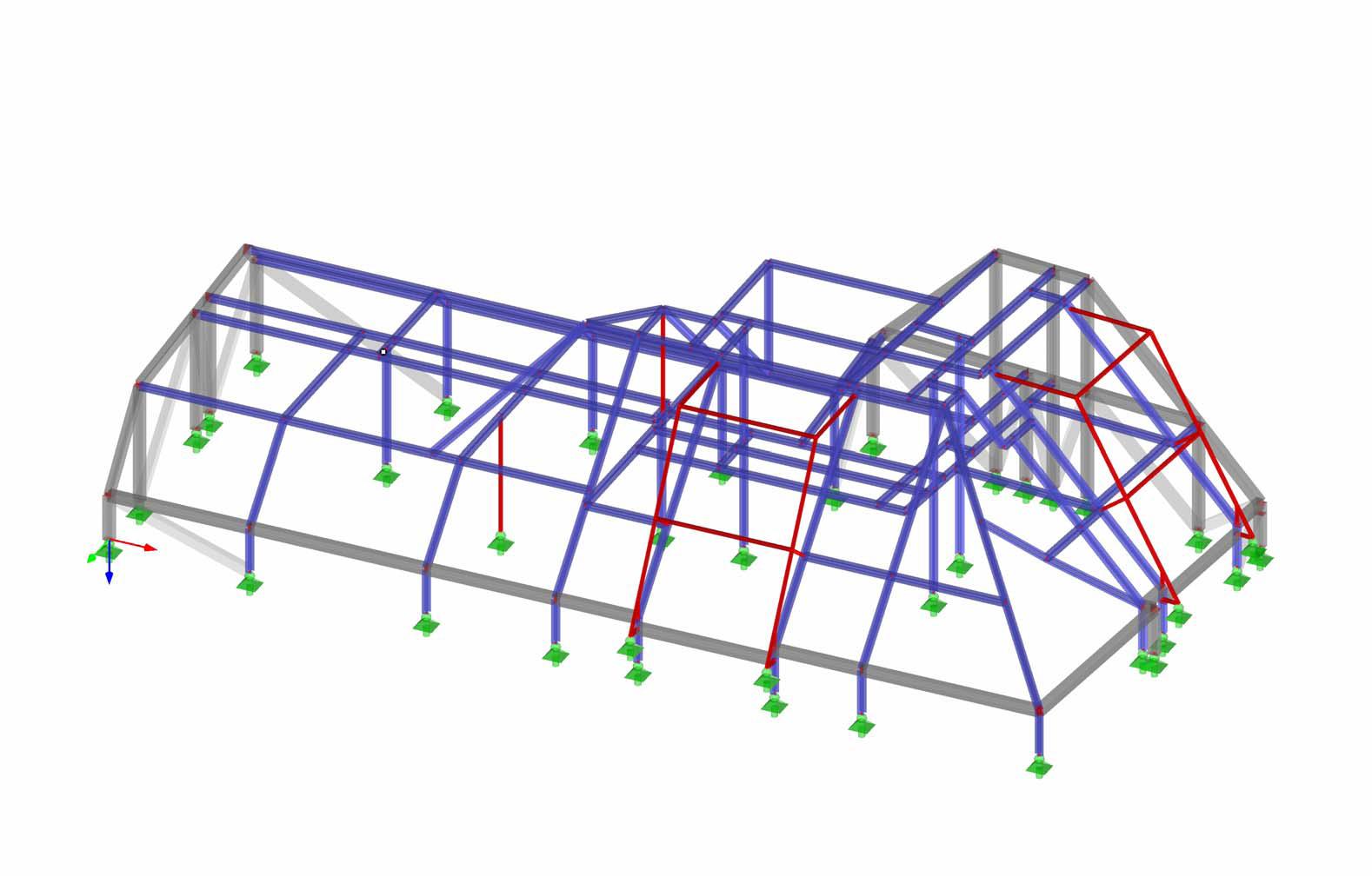 Executed Construction  - Every Color represents a different type of steel profile